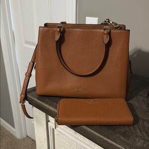 Kate Spade Brown Leather Satchel with Gold Hardware
